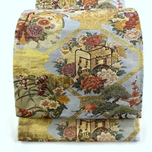 Kimono giapponese, SETA Fukuro OBI, Rokutu, filo/foglio GLD, allenatore, pino, L14'..4380 - Foto 1 di 9