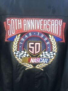 VTG NASCAR 50th Anniversary 1998 Jeff Hamilton Leather Race Jacket Mens Size L