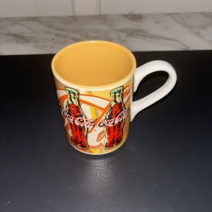 Coca Cola Coffee Cup Mug 4 1/2" Yellow & Orange Made By Gibson Vintage 2003 - Picture 1 of 6