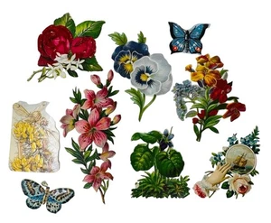 ANTIQUE VICTORIAN SCRAP ART: FLORAL & BABIES - Picture 1 of 3