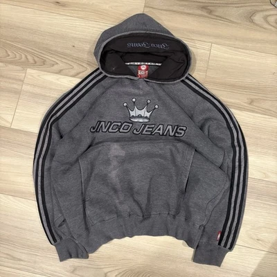 Vintage! 90s 00s Y2K JNCO Jeans Crown Logo Embroidered Hoodie Sweatshirt! LARGE - Image 1 of 3