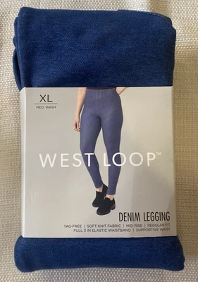 NOVO: Leggings jeans femininas West Loop ~ Lavagem média ~ Cintura média ~ GG - Imagem 1 de 3