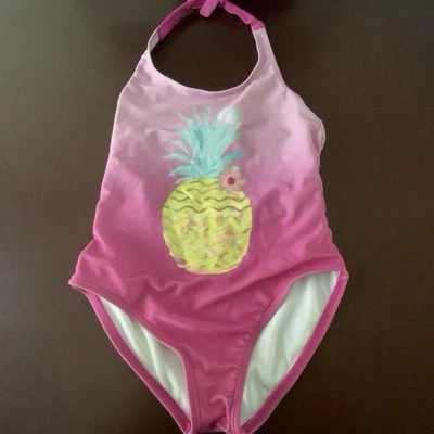 Gymboree Girls M (7-8) Pink Ombre Pineapple Halter One Piece Swimsuit - Image 1 of 4