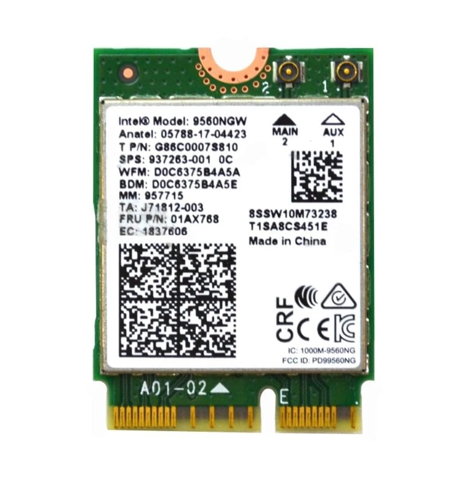 Intel 9560NGW Wireless-AC 9560 802.11AC WLAN PCI-Express Bluetooth 5.1 WiFi Foto 1 de 1