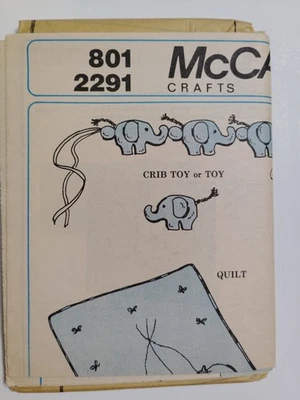 Quilt Toy Nursery Baby Room McCall's 801 2291 Craft Pattern NO ENVELOPE Bumper - Image 1 of 4