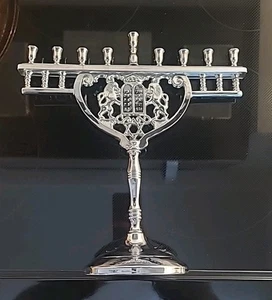 Cromo 12,5" Hanukkah Menorah Cromwell Leoni di Giuda Torah Compresse (B1-F4) - Foto 1 di 13