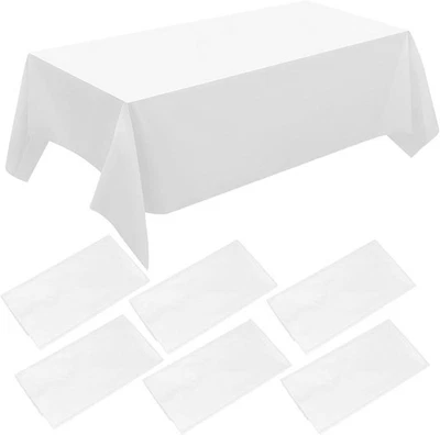 6 Pack White Plastic Tablecloths | 54x108 inches | Rectangular | Solid White - image 1 of 4