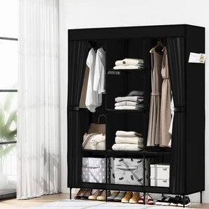 Artiss Large Portable Clothes Closet Wardrobe with Shelf Black - Picture 1 of 8