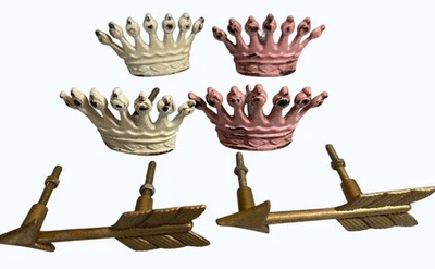 Juego de 6 tiradores de cajón de flecha corona vintage de metal Shabby Chic Foto 1 de 4