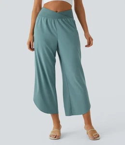 NWT Halara Breezeful High Waisted Crossover Side Pocket Resort Pants - L Petite - Picture 1 of 13