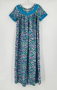 Vintage Sun Fashions Of Hawaii langes A-Linien-Kleid mit Blumenmanschettenärmeln und Rundhalsausschnitt - Bild 1 von 6