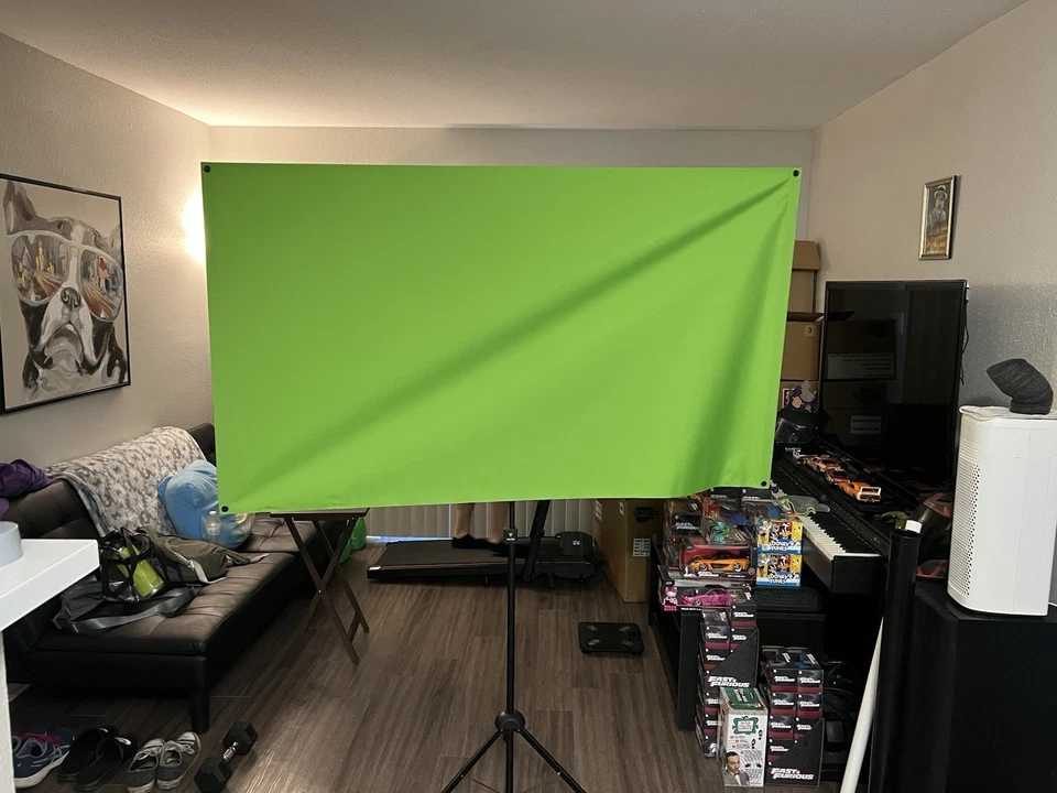 Telón de fondo de pantalla verde Valera 90 pulgadas con soporte para transmisión, ultra portátil 2 min Foto 1 de 4