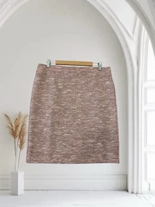 LOFT Women’s Pink Marled Knit Pencil Skirt Size Large Stretch Fall Holiday Chic - Picture 1 of 17