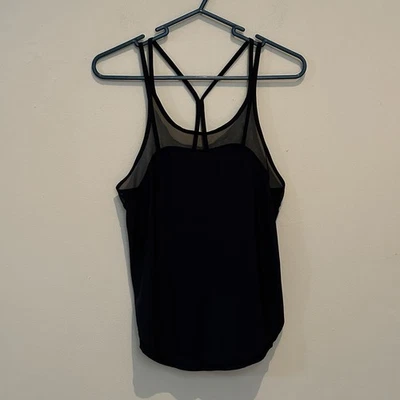 Lululemon Tank Women’s 2 Anew Singlet Black Strappy Mesh Stretch Top Yoga Gym - Image 1 of 4