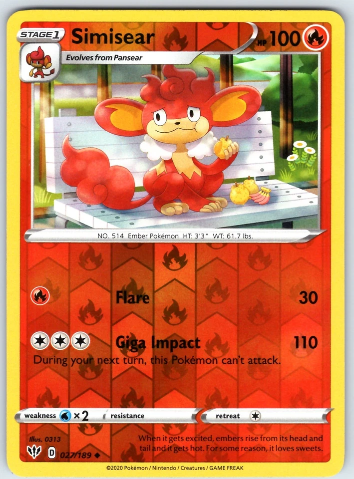 Simisear Uncommon SWSH03: Darkness Ablaze Reverse Holo 027/189 LP - Image 1 of 1