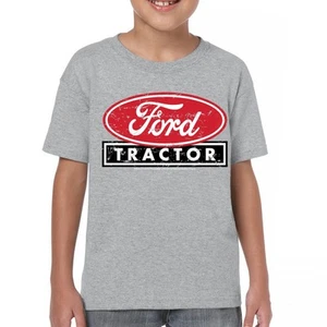 Ford Tractor Red Distressed Logo Youth T-shirt Vintage Farm Classic Brand Kids - Picture 1 of 43