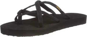 TEVA WOMENS SANDALS.NEW OLOWAHU FLIP FLOP BLACK SLIP ON STRAP VEGAN S24