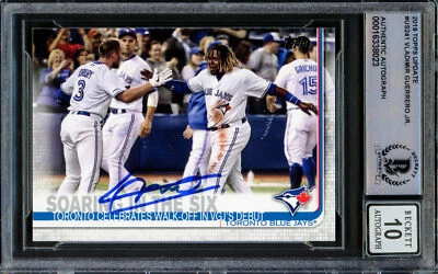 Vladimir Guerrero Jr. Auto 2019 Topps Update RC US241 Blue Jays Auto 10 Beckett Foto 1 de 2