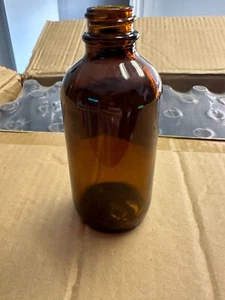 12 Pcs, 4oz [120 ml] Amber Boston Round Glass Bottle 22MM-400 Neck Finish New - Picture 1 of 3