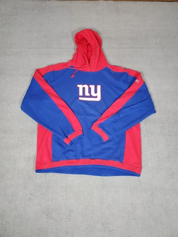 New York Giants Sweater Mens L Blue Red Hoodie Sweatshirt Football Reebok Cover