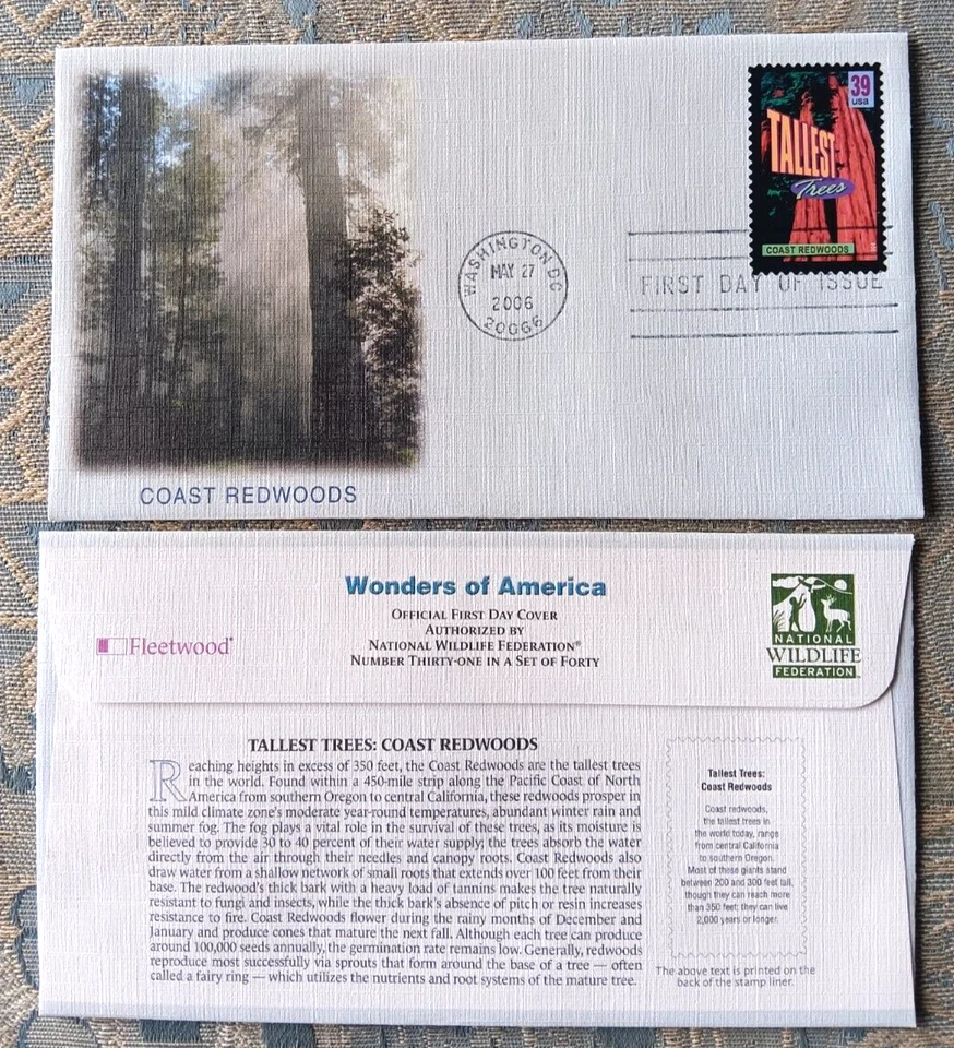 WONDERS OF AMERICA COAST REDWOODS ÁRVORES MAIS ALTAS FLEETWOOD CACHET 2006 FDC - Imagem 1 de 1