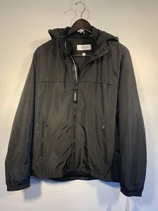 NWT Calvin Klein Jacket Men M Black Lined Hooded Wind / Water Resistant Shell - Picture 1 of 8