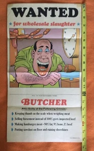 1967 TOPPS WANTED “WHOLESALE SLAUGHTER BUTCHER” POSTER-10”x18”-VERY GOOD COND - Picture 1 of 5