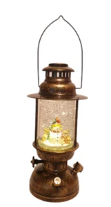 Christmas LED Water Lantern Snowman  Glitter Xmas Decoration Lamp Bronze 1875-2A - Picture 1 of 5