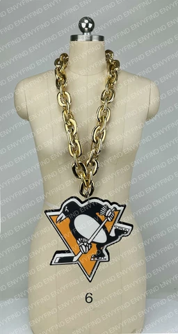 New NHL Pittsburgh Penguins BIG Fan Chain Gold Necklace Foam MI USA Cover