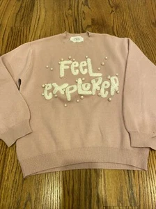 Zara Girls Pink Knit Sweater Top Shirt Pearls Sz 9 Nice - Picture 1 of 2