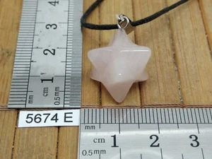 Pendentif QUARTZ ROSE MERKABA + cordon reglable mineraux pierre reiki esoterisme - Picture 1 of 1