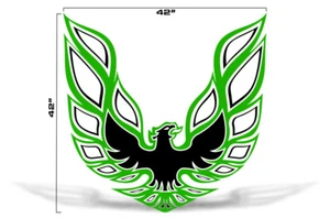 Pegatina de calcomanía gráfica con capucha para pájaro de fuego de 42"" X 42"" para Pontiac Trans Am VERDE NEGRA - Imagen 1 de 2