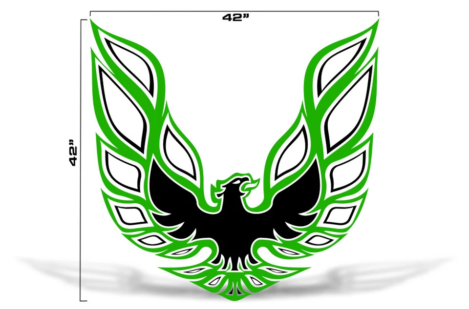 Calcomanía gráfica Firebird Hood 42" X 42" para Pontiac Trans Am VERDE NEGRO Foto 1 de 2