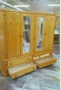 HANDMADE SOLID PINE ASHBY (HONEY LAQUER) 4 DRAWER QUAD WARDROBE NOT FLAT-PACK!!! - Picture 1 of 8