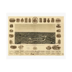 Vintage Map Satin Poster, Dallas Texas History, Oak Cliff Decor, 1892 Dallas - Picture 1 of 21