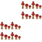  24 Pcs Red Wooden Simulated Mushroom Fairy Garden Decoration Mini Figurines