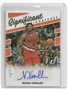 2017-19 Donruss Noah Vonleh Significant Signatures Auto Card 1 of 1 1/1 Blazers - Picture 1 of 2