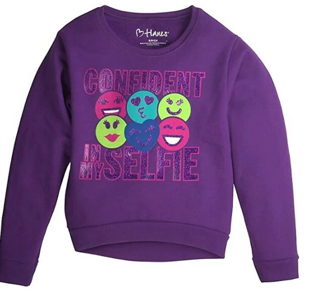 Hanes Girls Stay Magical Hi-Low Crew Sweatshirt (K352)  Purple Large  - Image 1 of 1