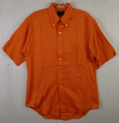 True Vintage Van Heusen Button Front Shirt Vanopress Regency Oxford Orange M - Image 1 of 4