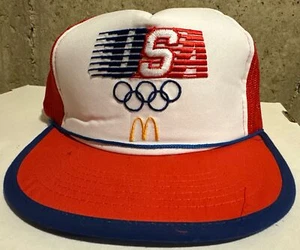 Vintage 1984 McDonald's USA Olympics Hat Snapback mesh back trucker hip hop 80's - Picture 1 of 3