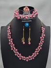 Crystal Jewelry Set For Women Pink And  Mix Colors, Gift, Christmas, Wedding