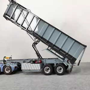 1/14 Metal 2-axle Hydraulic Dump Semi Trailer Electric Tarpaulin for RC Tractors - Picture 1 of 5