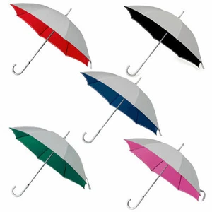 2 Wedding Bicolour classic manual umbrellas CROOKED HANDLE silver exterior - Picture 1 of 9