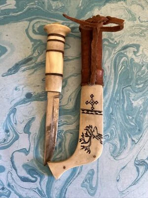 Antique Lapland Pullover Knife, Bone Sheath And Handle - Image 1 of 4