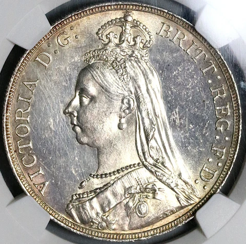 1889 NGC UNC Victoria Crown Great Britain Dragon Slayer Silver Coin (23012004C) Cover