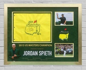 Jordan Spieth SIGNED & Framed 2015 MASTERS FLAG Autograph AFTAL COA (A) - Picture 1 of 6