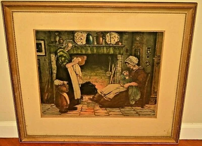PAUL GILBERT Original Vintage Signed House Family Portrait Illustration Painting - Image 1 of 4