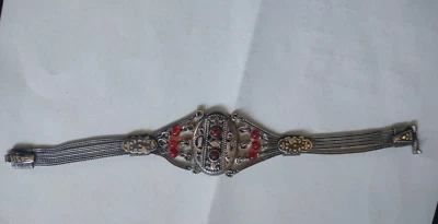 BRACCIALE stile bizantino in ARGENTO 800  con pietre (Corniola?) - Immagine 1 di 4