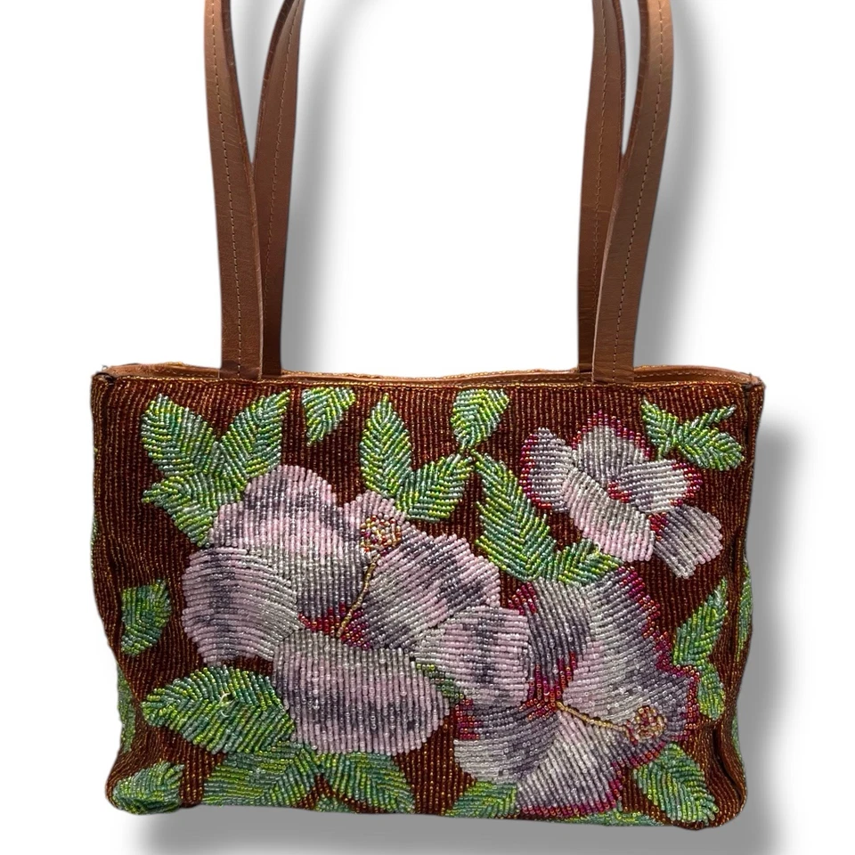 NEW Vintage Tommy Bahama Multicolor Floral Beaded Multi-Strap Purse Handbag - Image 1 of 4