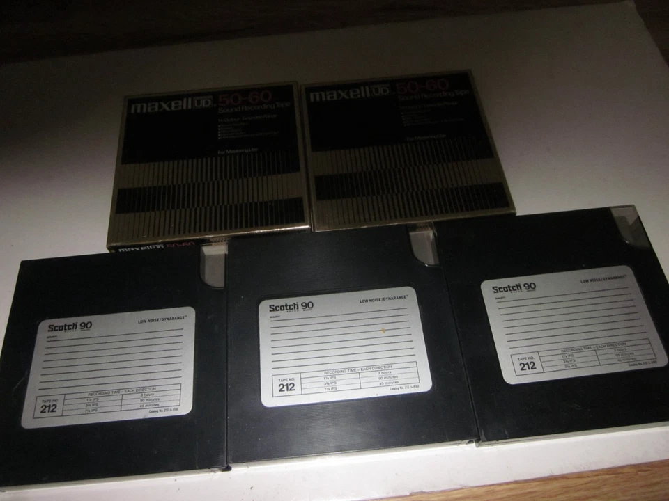 LOTE DE 5 CINTAS DE CARRETE A CARRETE EN BLANCO DE 7" SCOTCH MAXELL UD 50-60 Foto 1 de 1